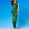 Natalie Long Sheath Dress in Precious Malachite